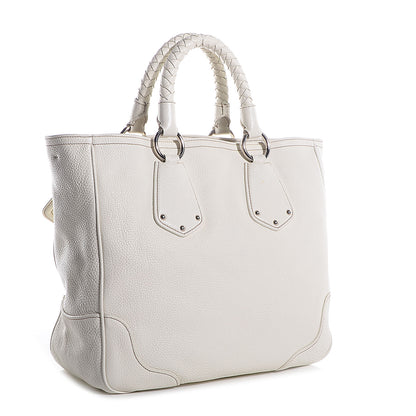 Prada Vitello Daino Braided Tote Bianco 3 of 9
