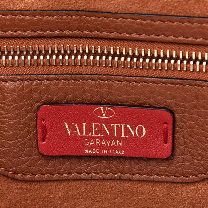 Valentino Garavani Grained Calfskin Rockstud Shoulder Tote Bright Cognac 6 of 8