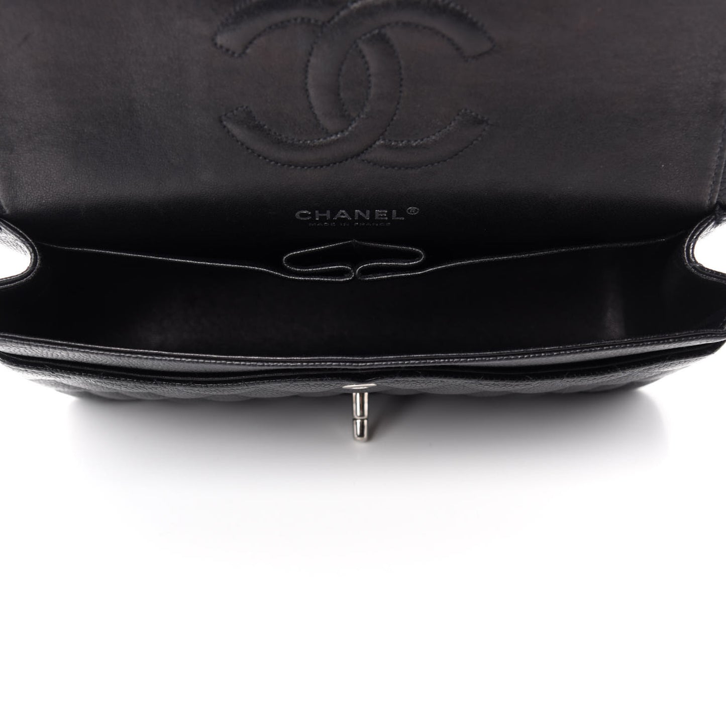 Caviar Quilted Medium Double Flap Black