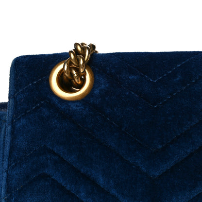 Gucci Velvet Matelasse Medium GG Marmont Shoulder Bag Cobalt Blue 18 of 24