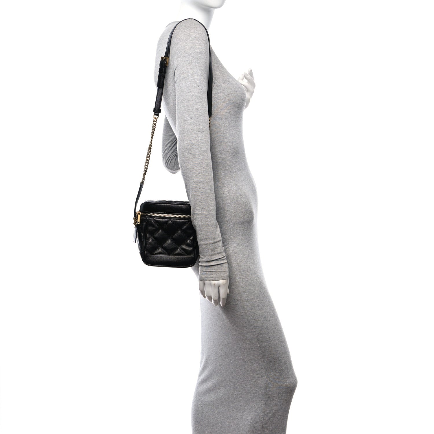Saint Laurent Grain de Poudre Quilted 80's Vanity Bag Black 2 of 9