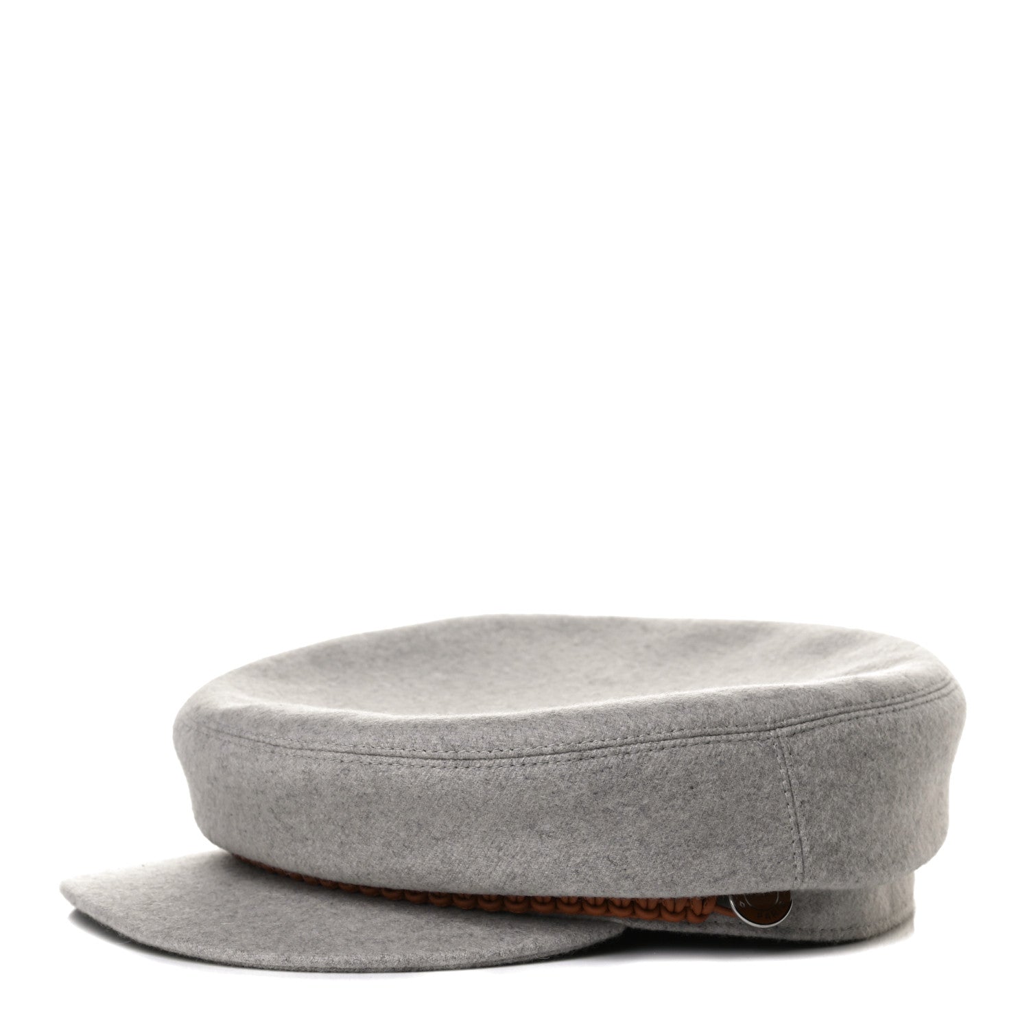 Hermes Cashmere Swift Braided Deauville Cap 57 Gris Flanelle Gold 1 of 9