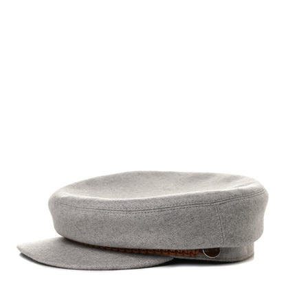 Hermes Cashmere Swift Braided Deauville Cap 57 Gris Flanelle Gold 1 of 9