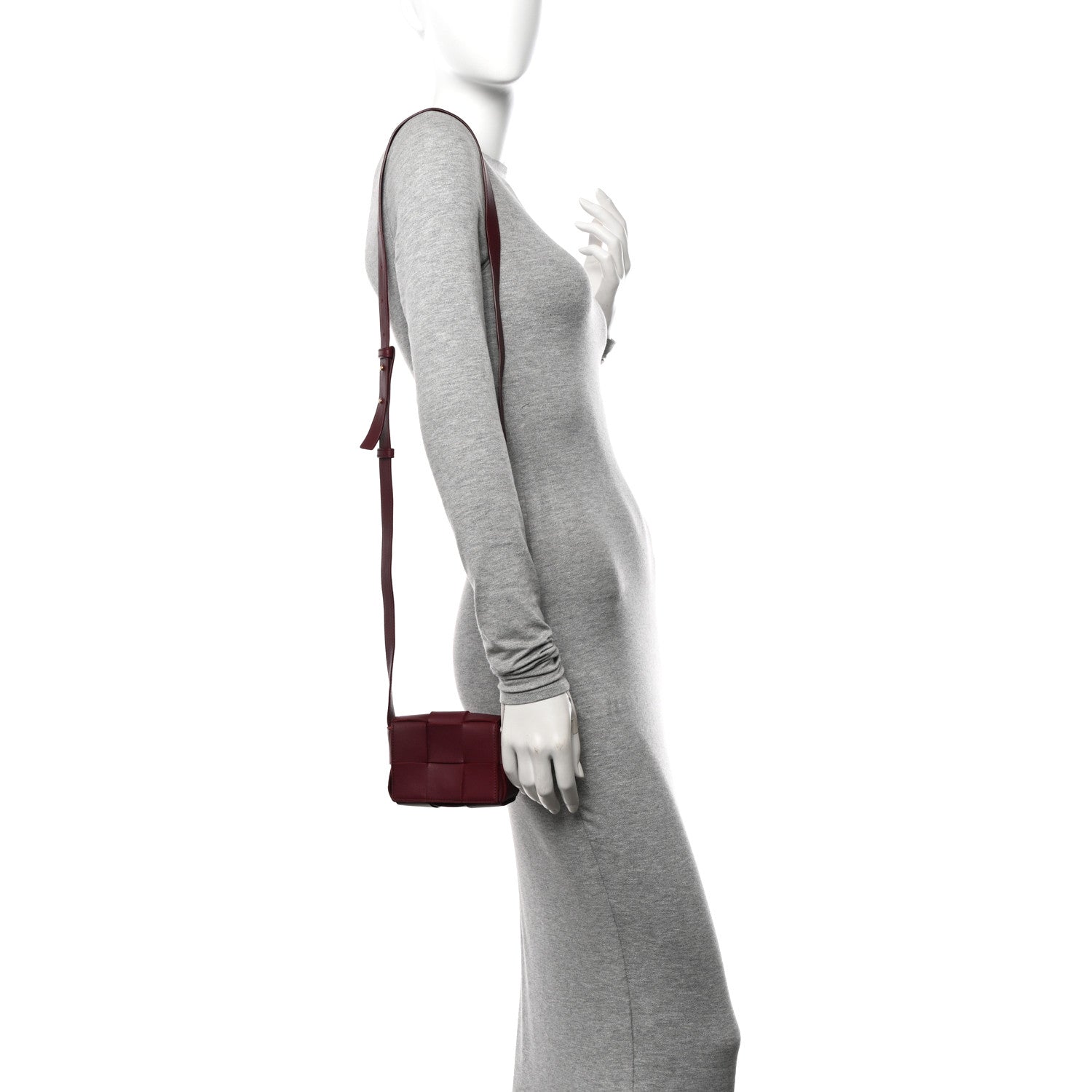 Bottega Veneta Lambskin Maxi Intrecciato Extra Mini Cassette Crossbody Bag Barolo 2 of 9
