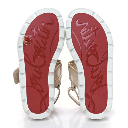 Christian Louboutin Calfskin Alligator Embossed Nappa Lock Cool Flat Sandals 37.5 Nougat 5 of 7