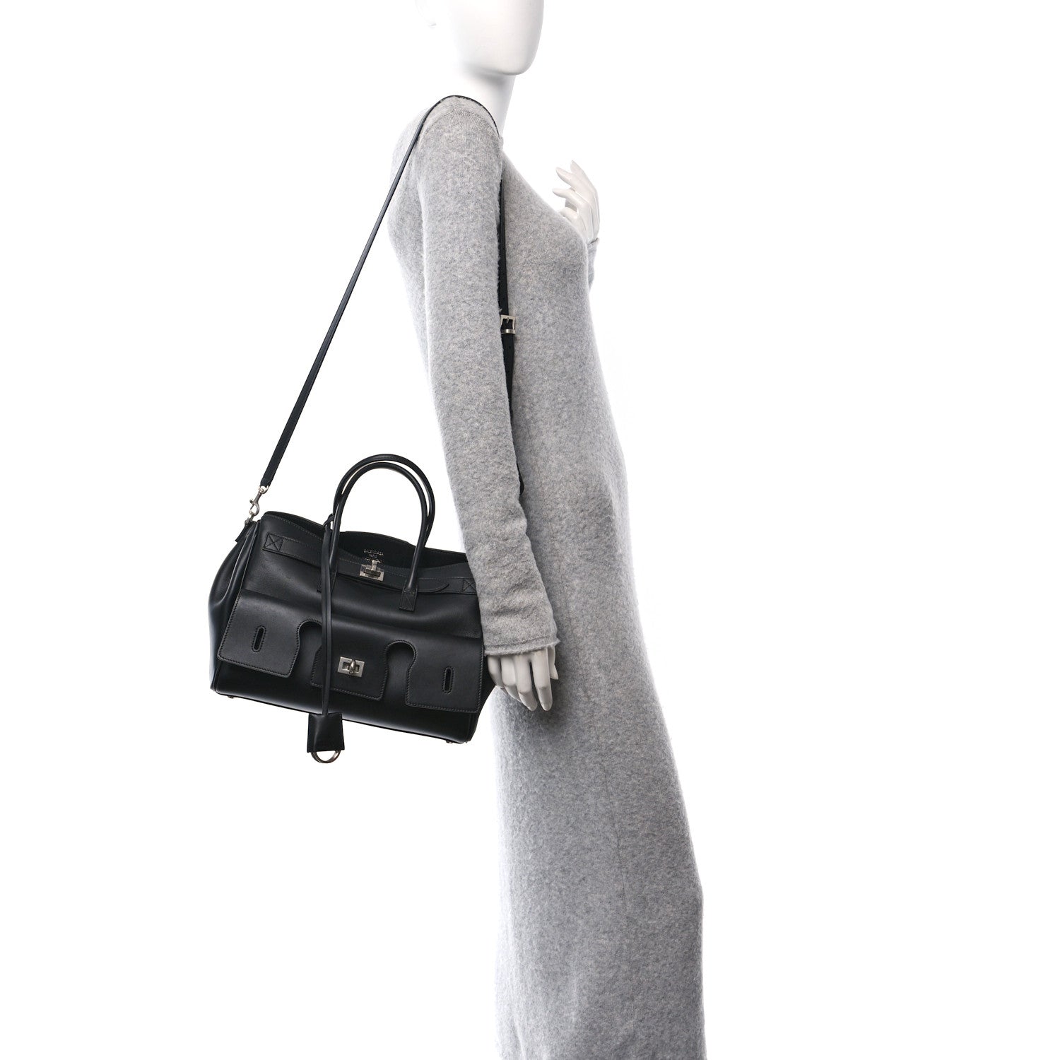 Balenciaga Smooth Calfskin Small Bel Air Carry All Bag Black 2 of 10