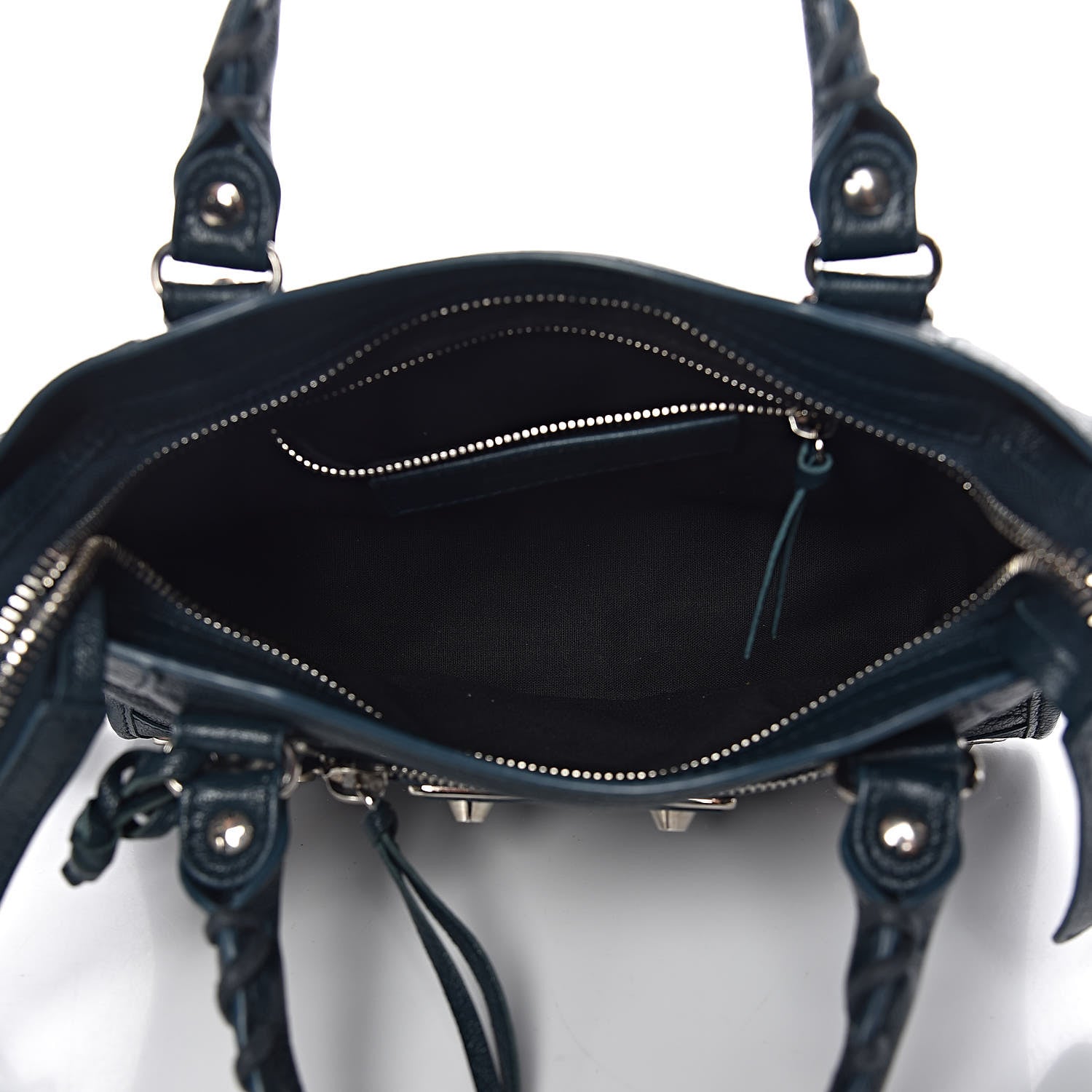 Balenciaga Chevre Silver Metallic Edge Hardware Mini City Bleu Paon 5 of 11