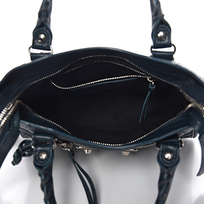 Balenciaga Chevre Silver Metallic Edge Hardware Mini City Bleu Paon 5 of 11