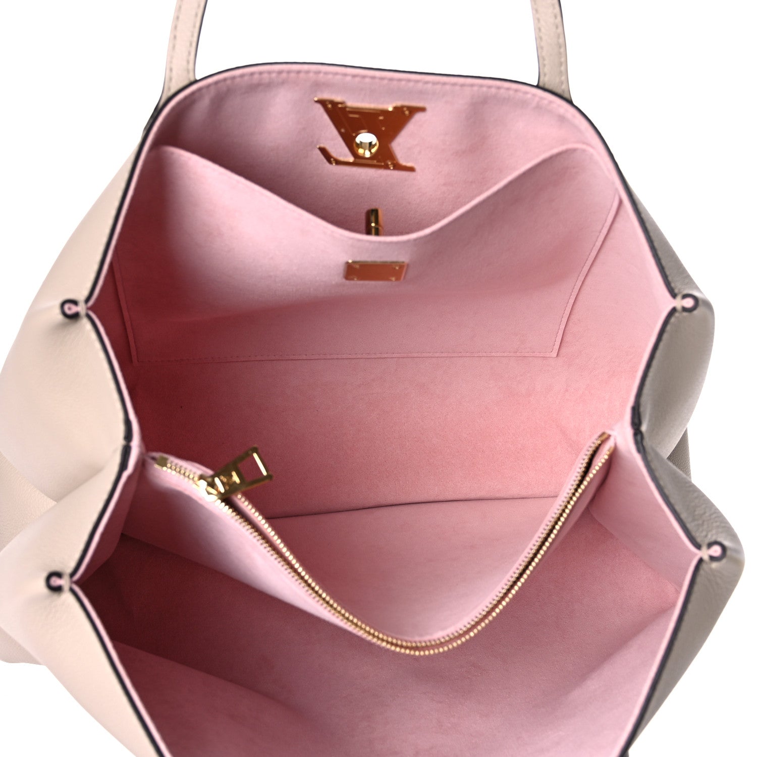 Louis Vuitton Grained Calfskin Lockme Shopper Greige 5 of 8