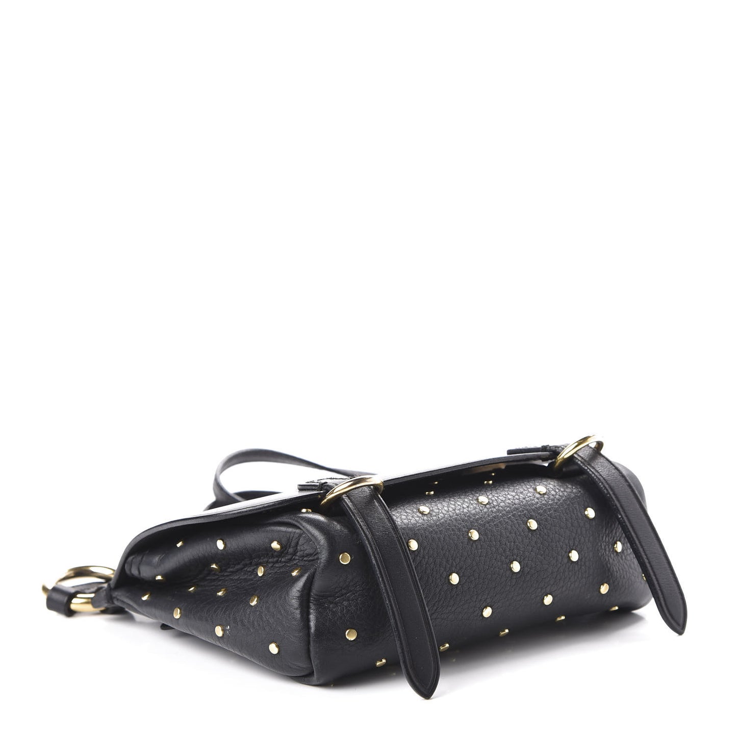 Soft Grain Calfskin Studded Baby Bridle Saddle Bag Black