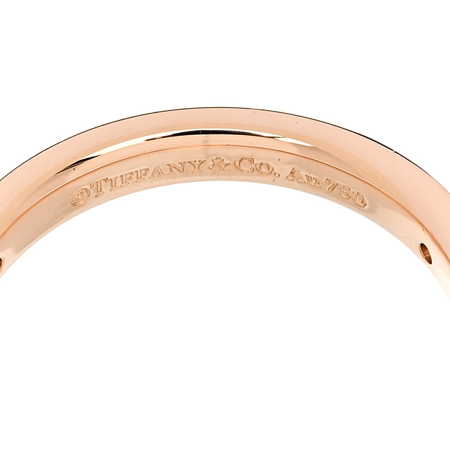 Tiffany 18K Rose Gold Diamond Logo Band Ring 52 6 4 of 5