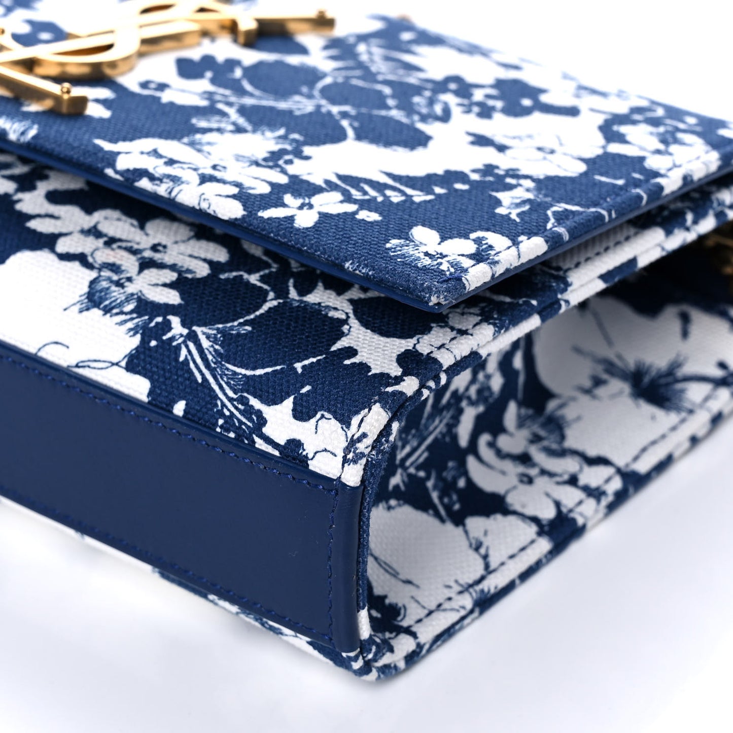Canvas Small Monogram Hibiscus Print Kate Satchel Blue
