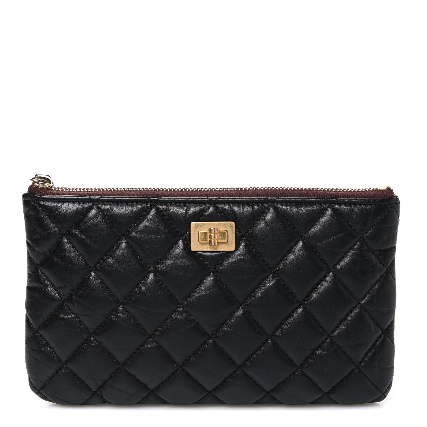 Aged Calfskin Quilted Medium Reissue Cosmetic Case Black