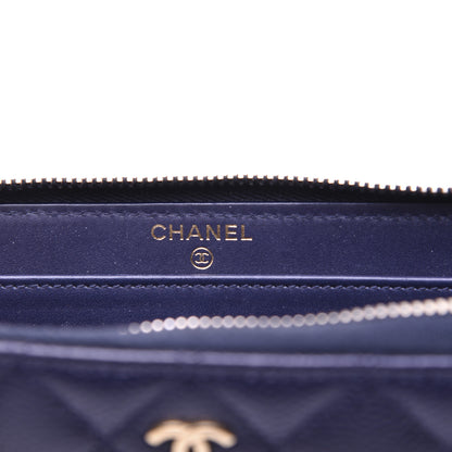 Chanel Caviar Quilted Large Gusset Zip Around Wallet Navy 8 of 12