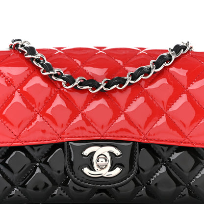 Chanel Patent Calfskin Quilted Bi-Color Mini Rectangular Flap Red Black 8 of 10