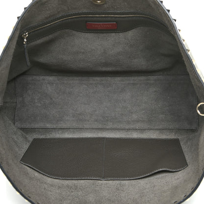 Valentino Garavani Grained Calfskin Rockstud Shoulder Tote Graphite 5 of 16