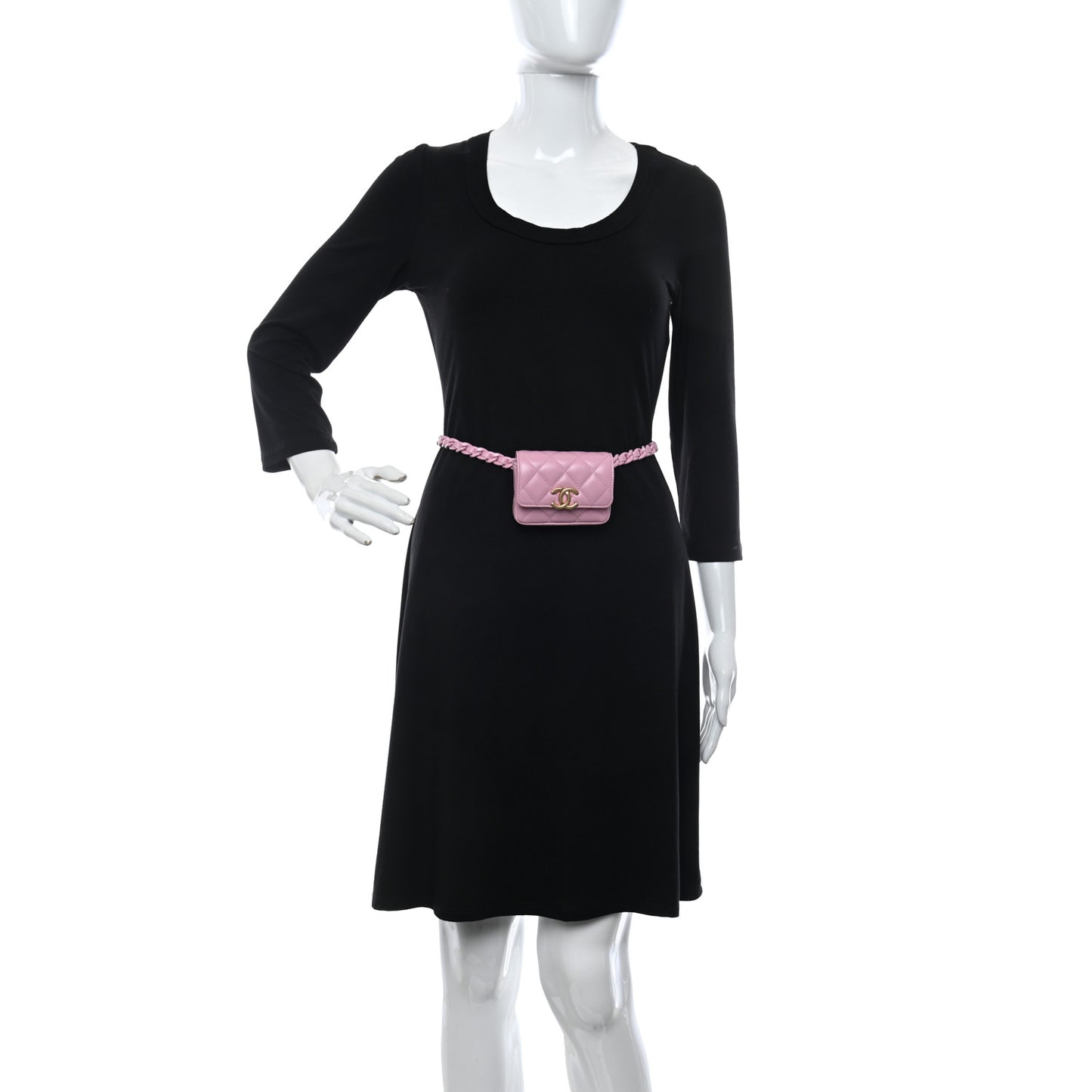 Lambskin Lacquered Metal Quilted Flap Chain Belt Bag Pink