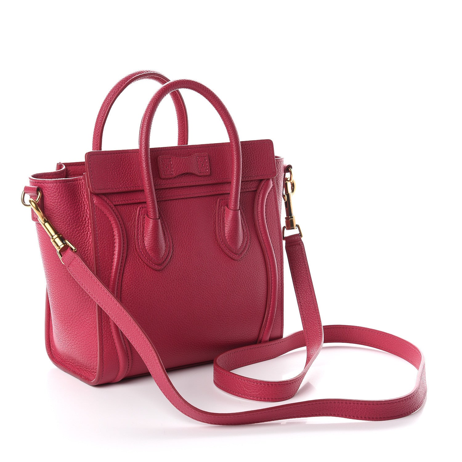 Celine Drummed Calfskin Nano Luggage Fuchsia 2 of 8
