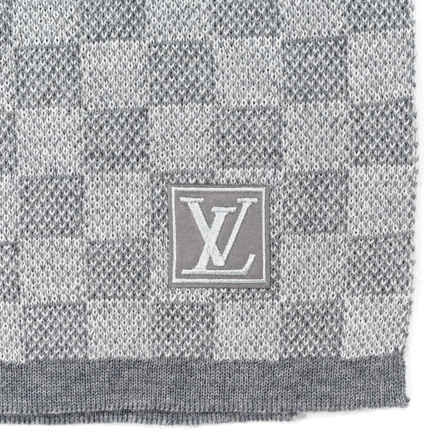 Wool Petit Damier Scarf NM Grey