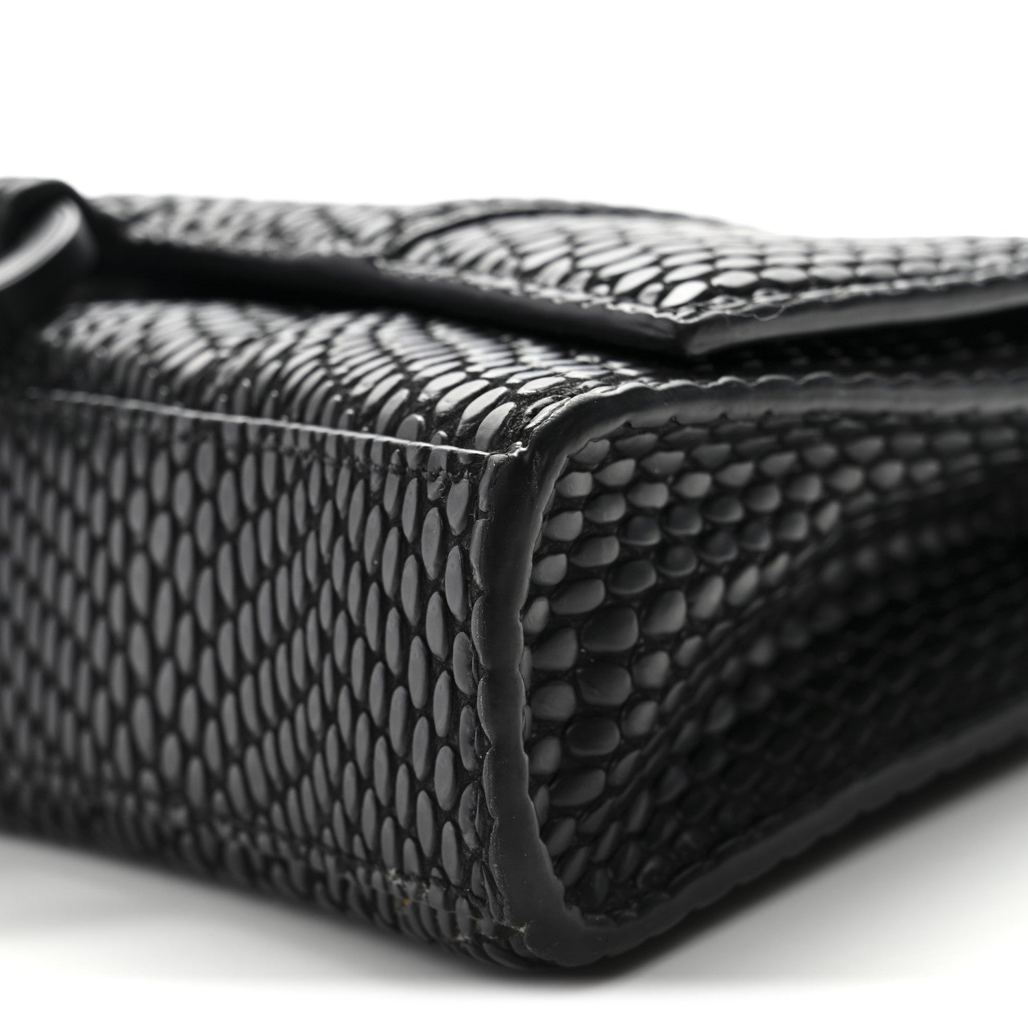 Balenciaga Cobra Embossed Monochrome Hourglass Chain Bag Black 9 of 11
