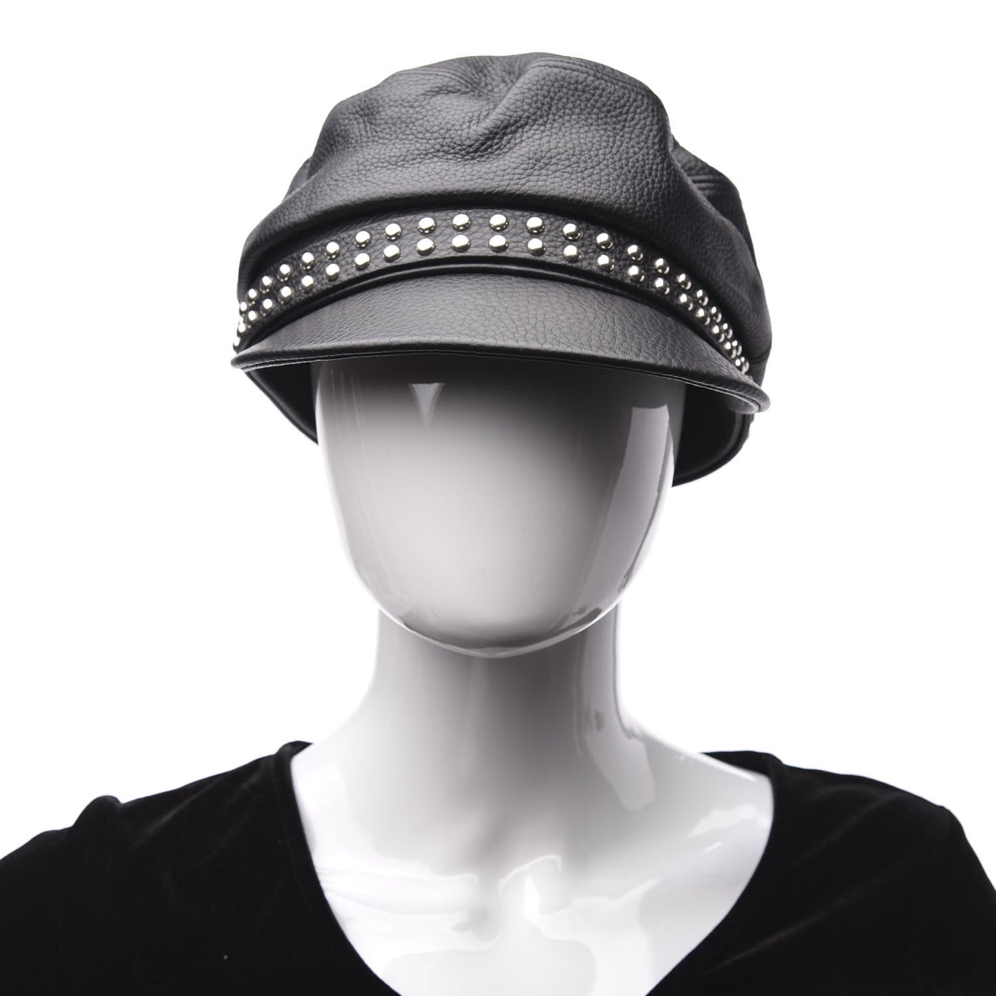 Calfskin Studded Cellarius Hat L Black