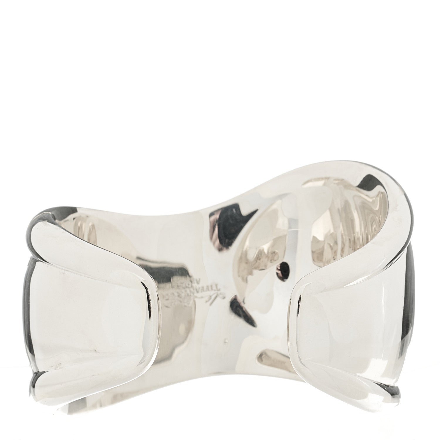 Tiffany Sterling Silver White Jade Small Elsa Peretti Left Wrist Bone Cuff Bracelet 2 of 4
