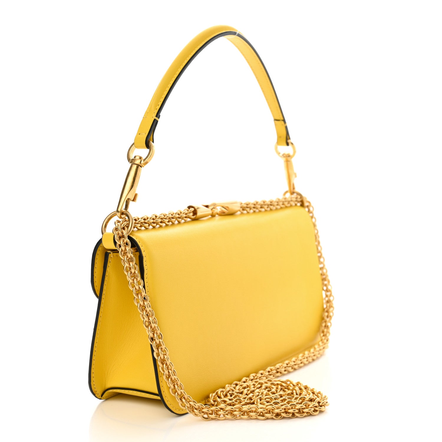 Valentino Garavani Calfskin Vlogo Loco Shoulder Bag Bright Lemon 3 of 11