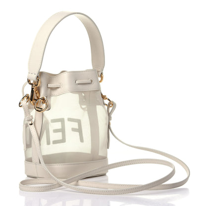 Fendi Mesh Vitello King F is Fendi Logo Embroidered Mini Mon Tresor Bucket Bag Sabbia White Ice 2 of 10