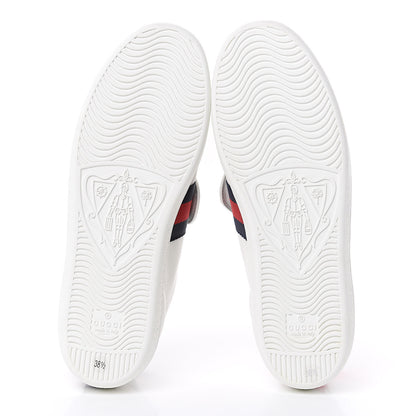 Gucci Calfskin Ayers Web Blind for Love Embroidered Womens Ace Sneakers 38.5 White 6 of 10