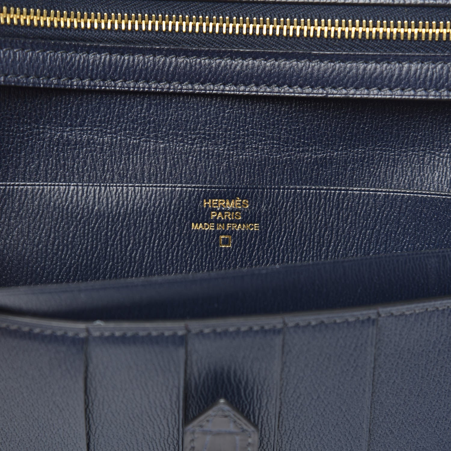 Hermes Shiny Alligator Bearn Wallet Bleu Marine 6 of 8