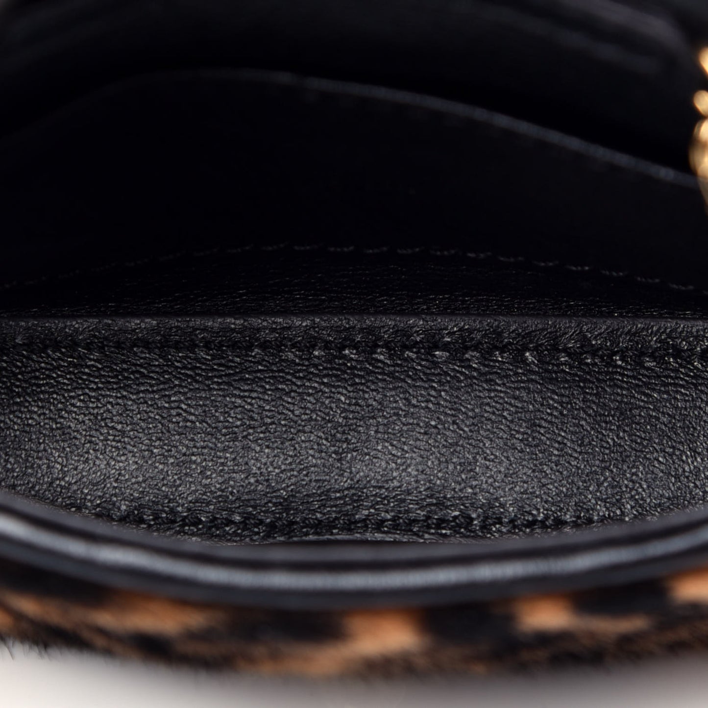 Sheared Sheepskin Vitello King FF Nano Baguette Charm Tobacco Moro Black