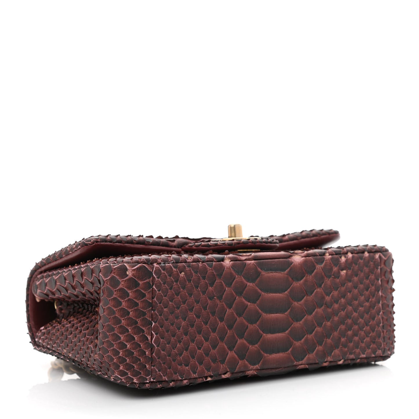 Snakeskin Mini Rectangular Flap Burgundy