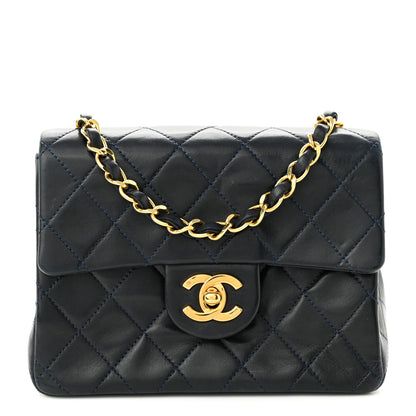 Chanel Lambskin Quilted Mini Square Flap Navy Blue 1 of 9