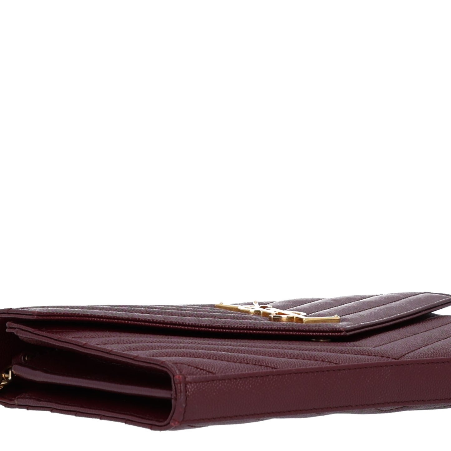 Grain De Poudre Matelasse Chevron Monogram Chain Wallet Rouge Legion