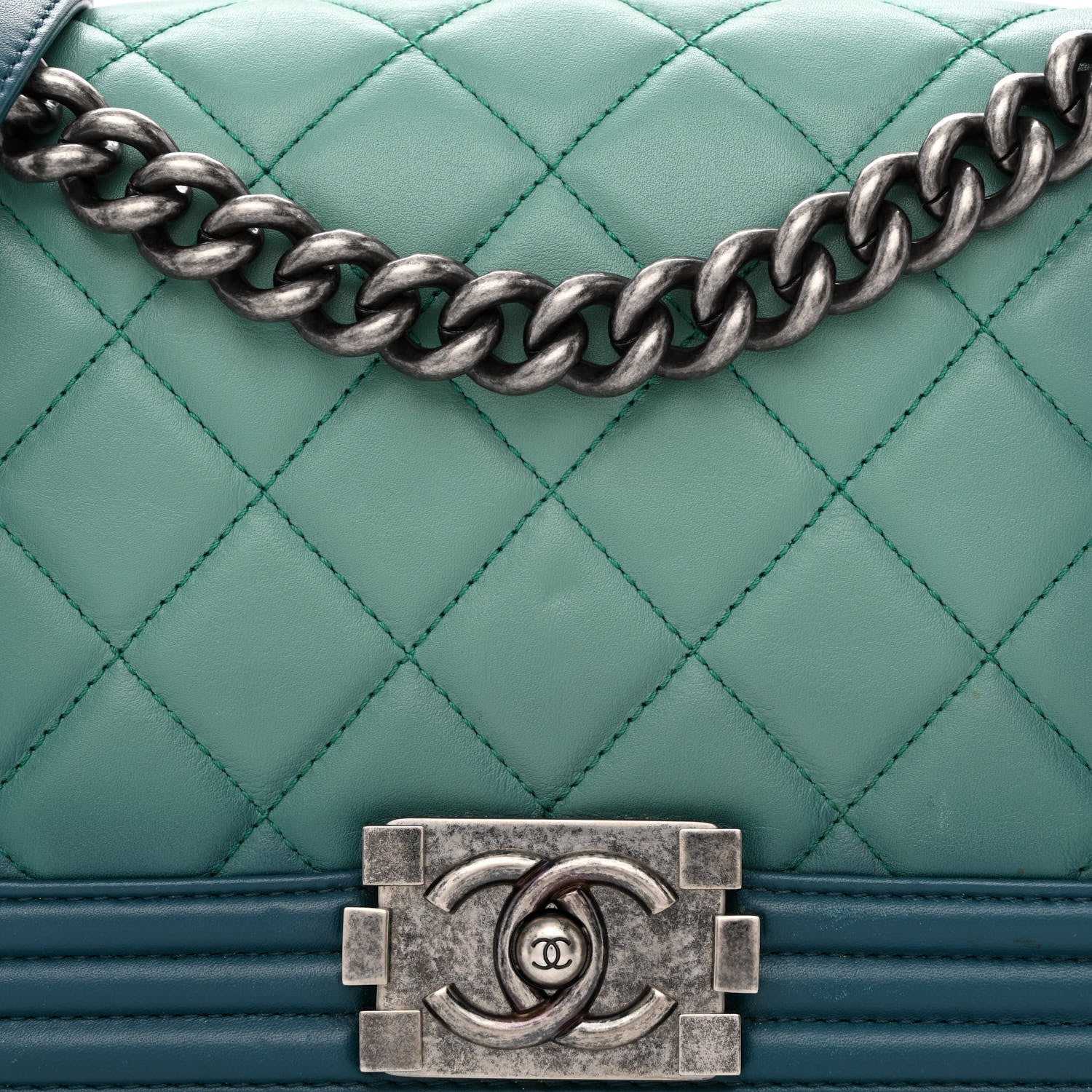Chanel Calfskin Ombre Faded Quilted Medium Boy Flap Green 8 of 12