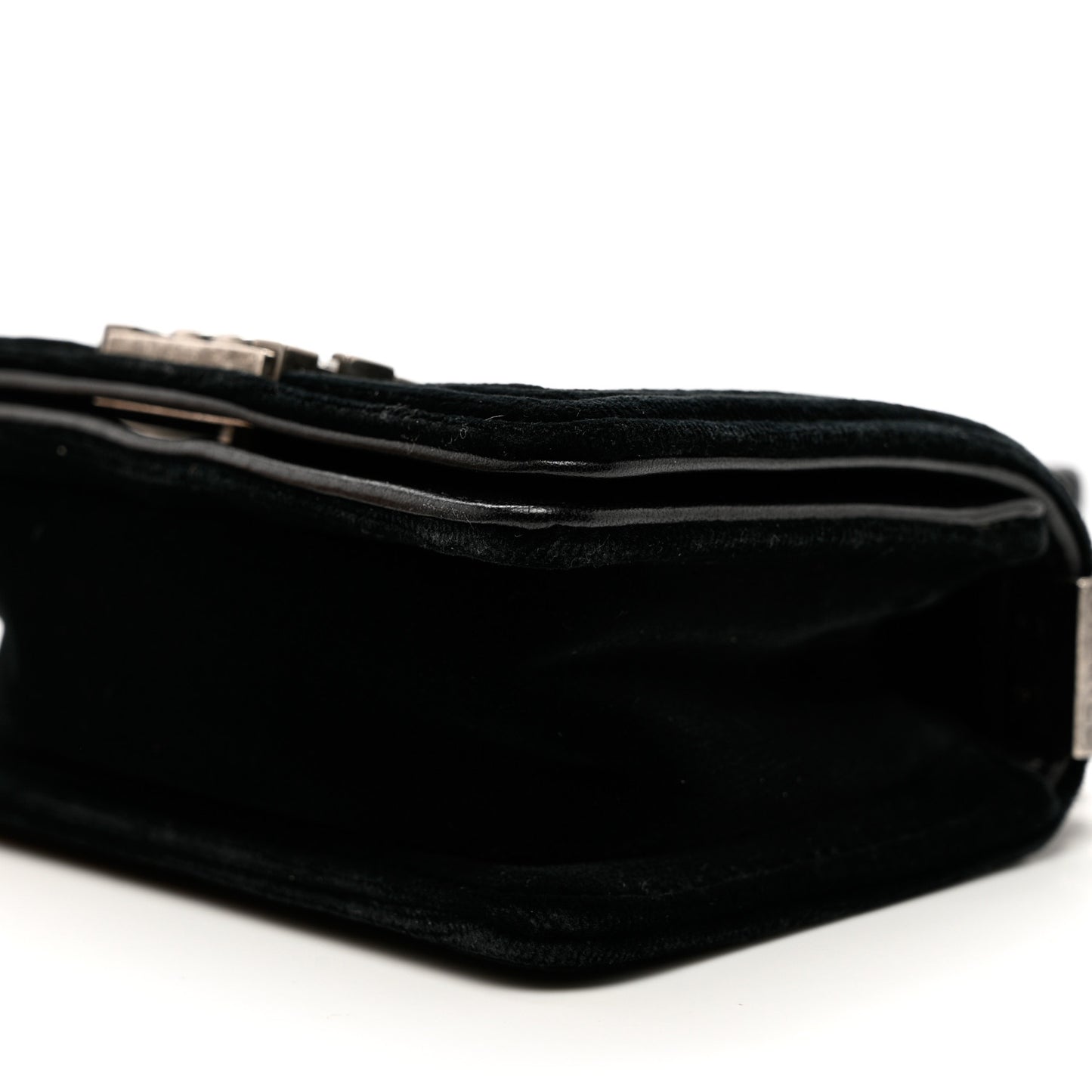 Velvet Quilted Mini Boy Flap Black