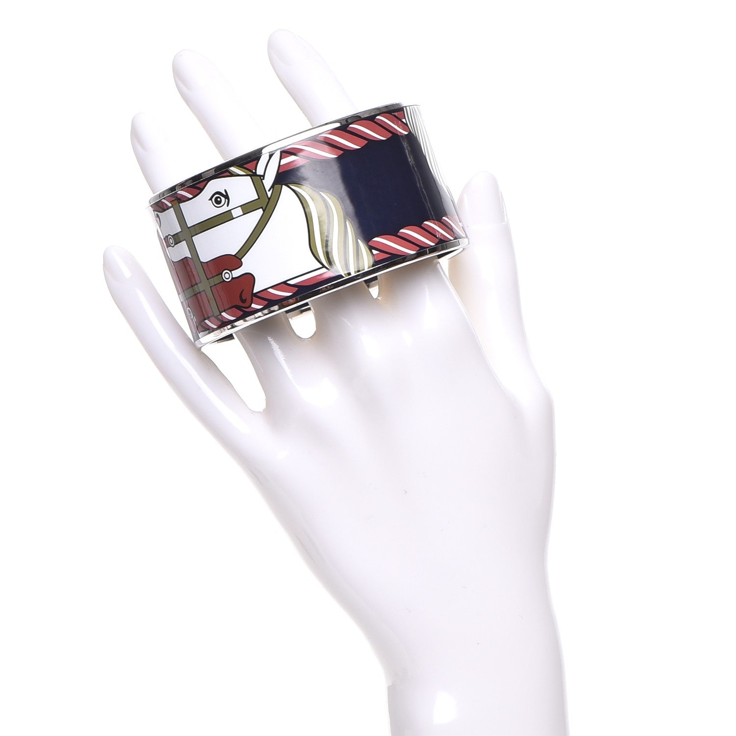Hermes Enamel Printed Quadrige Extra Wide Bracelet 70 2 of 6