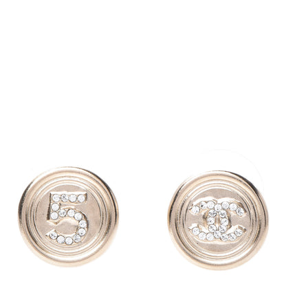 Chanel Crystal CC Round Earrings Light Gold 1 of 5