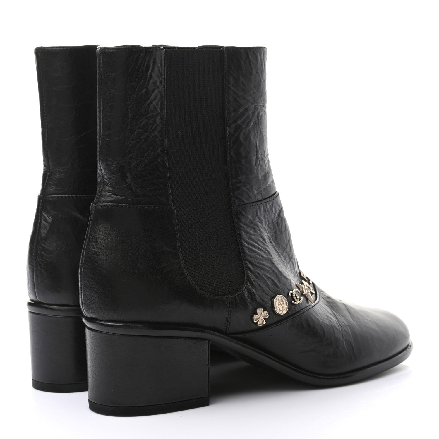 Chanel Tumbled Calfskin Short Boots 37 Black 4 of 9