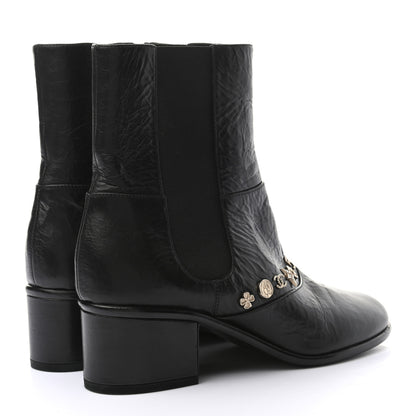 Chanel Tumbled Calfskin Short Boots 37 Black 4 of 9