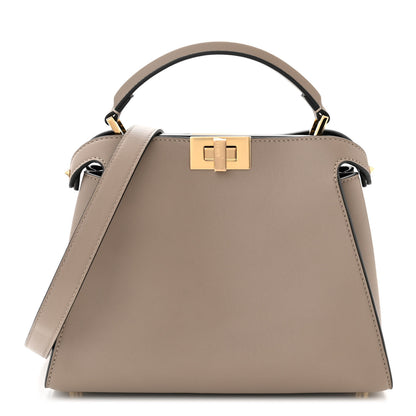 Fendi Vitello Tahiti Burro Medium Peekaboo Iconic Essentially Satchel Tortora Black 1 of 10