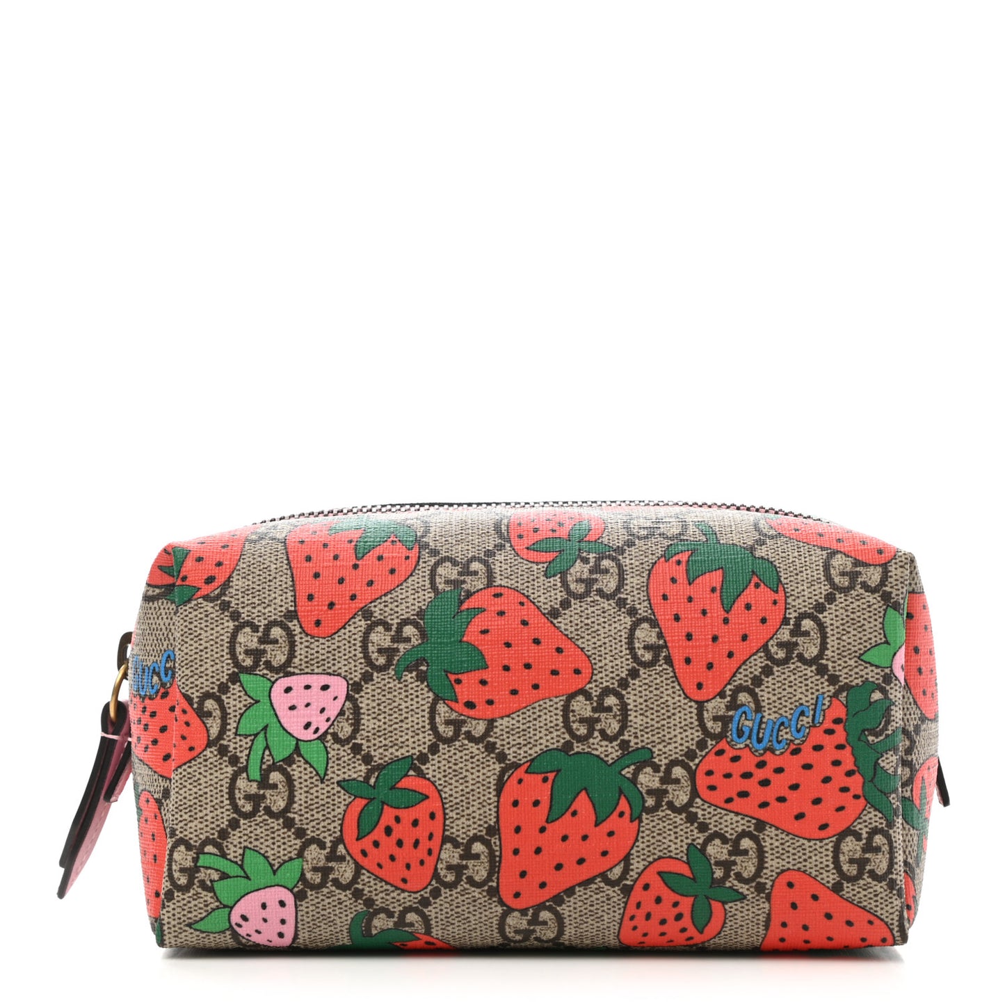 GG Supreme Monogram Strawberry Cosmetic Case