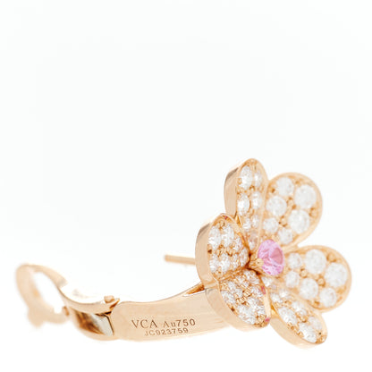 Van Cleef & Arpels 18K Rose Gold Diamond Pink Sapphire Small Frivole Earrings 4 of 5