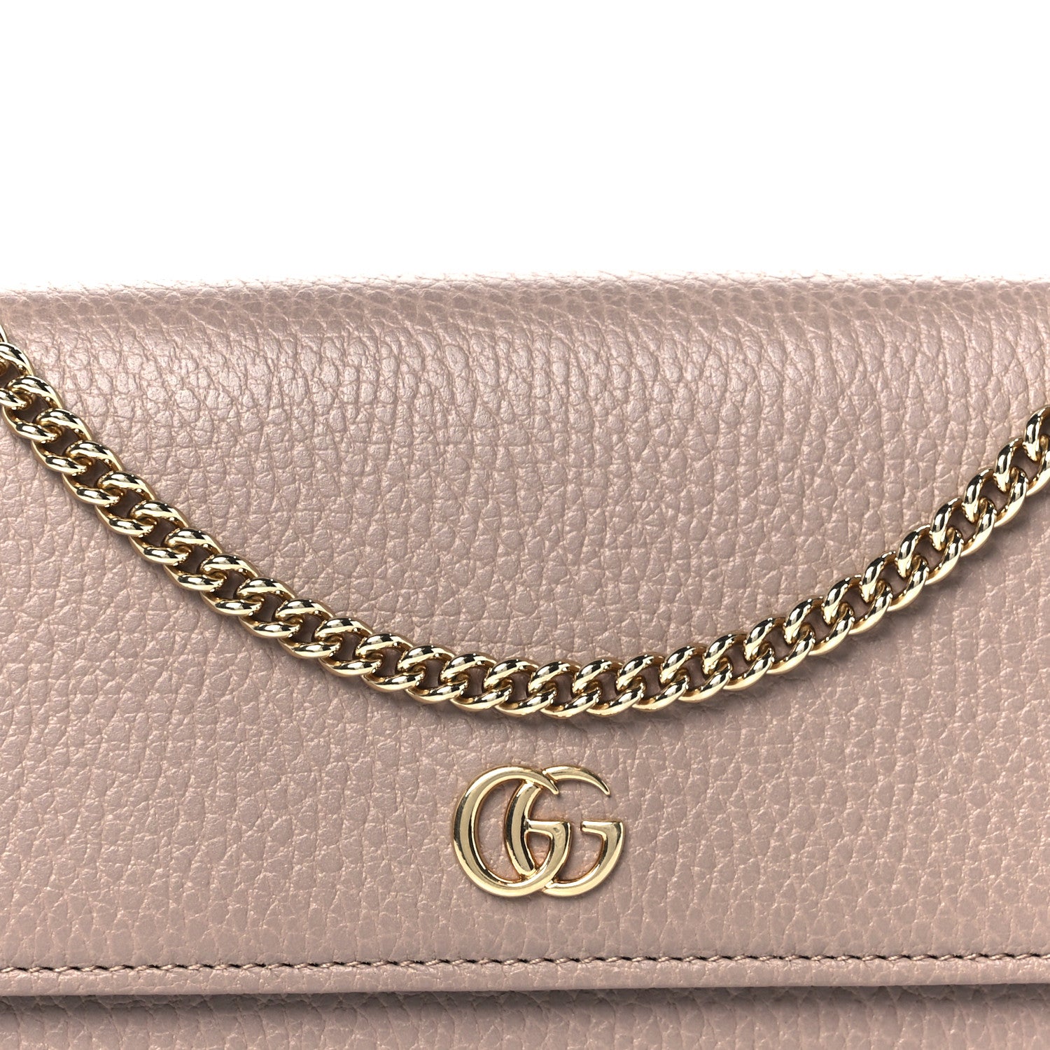 Gucci Dollar Calfskin Petite GG Marmont Wallet Chain Bag Porcelain Rose 8 of 11