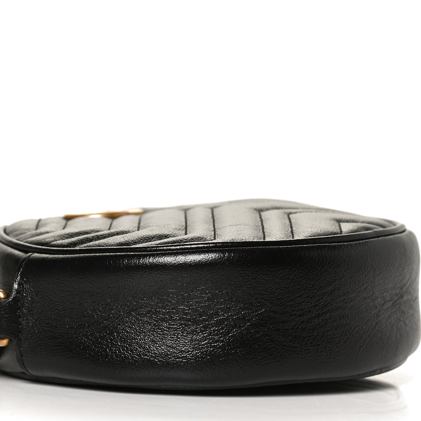 Azalea Calfskin Matelasse Heart Mini GG Marmont Round Shoulder Bag Black