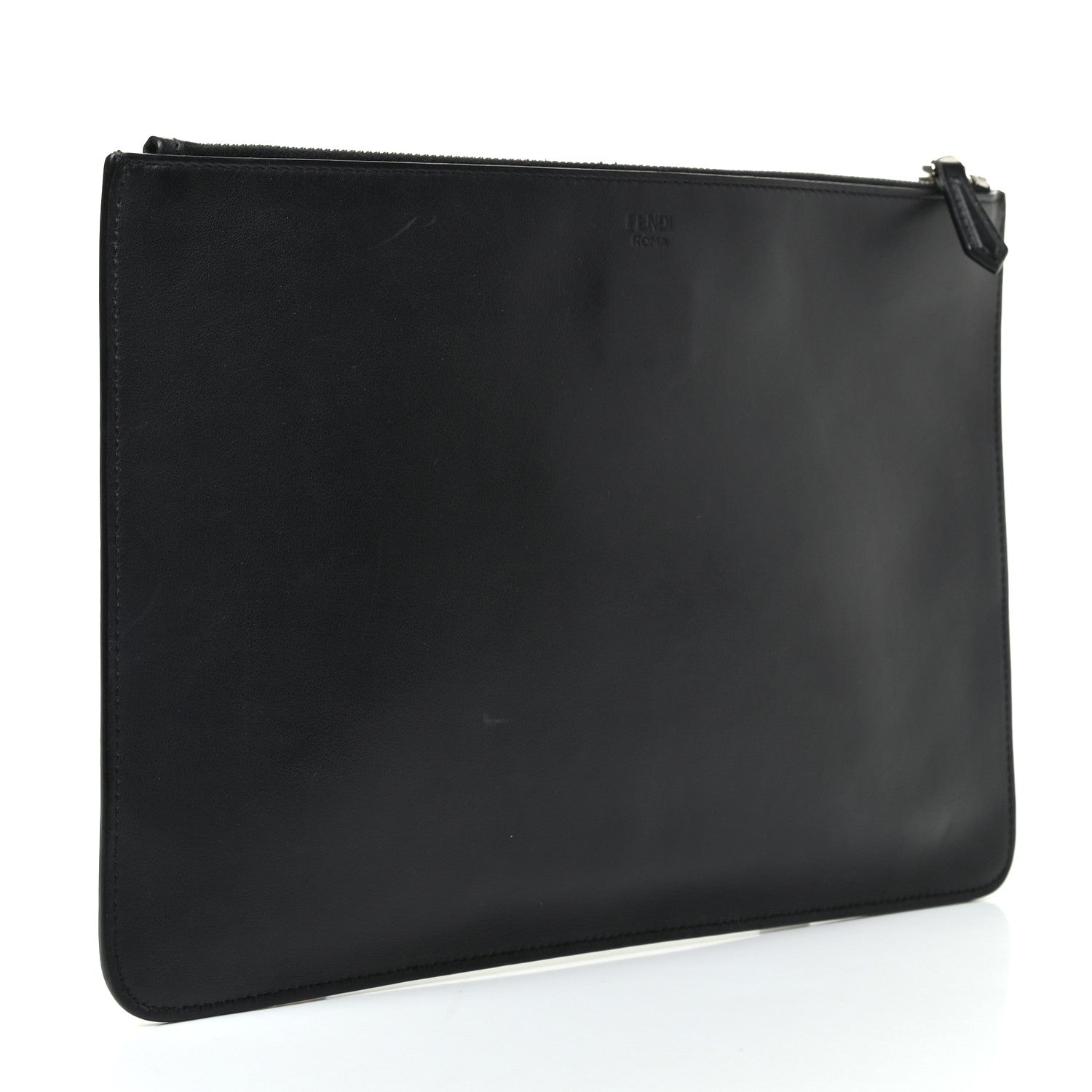Fendi Vitello Century Monster Eyes Inlay Pouch Black Giallo 3 of 7