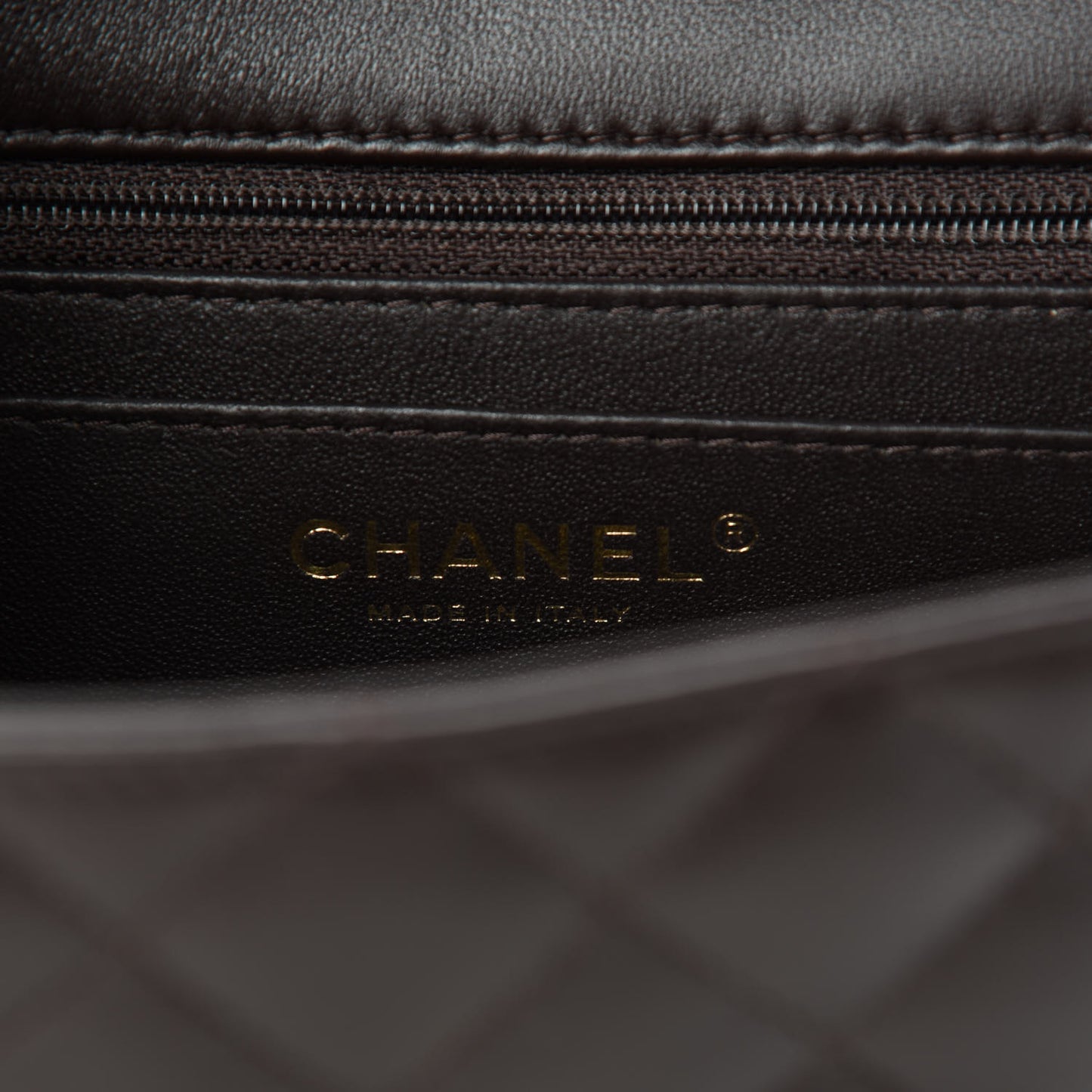 Lambskin Quilted Mini Rectangular Flap Dark Brown