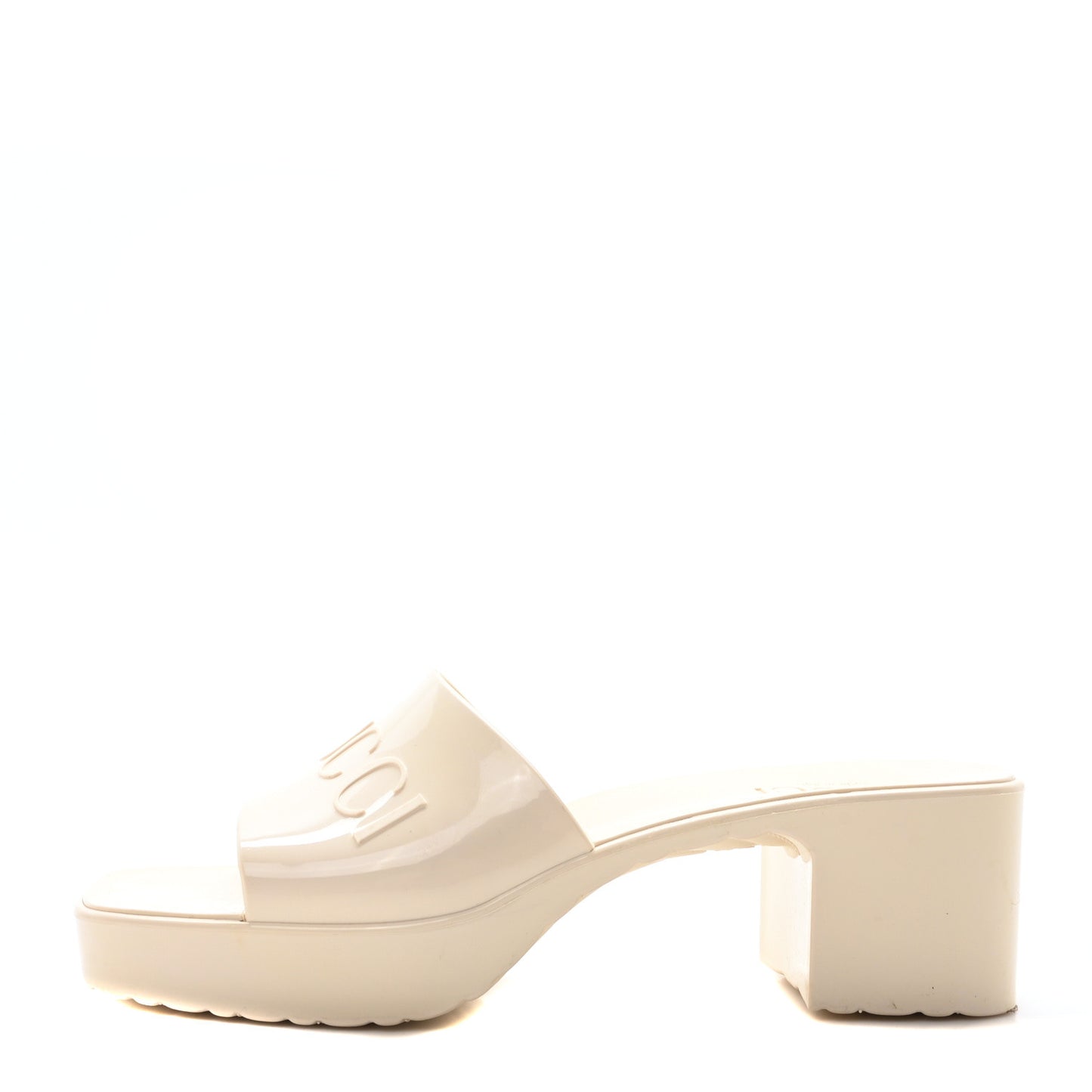 Rubber Gucci Logo Womens Platform 20/60mm Slide Sandals 36 Mystic White