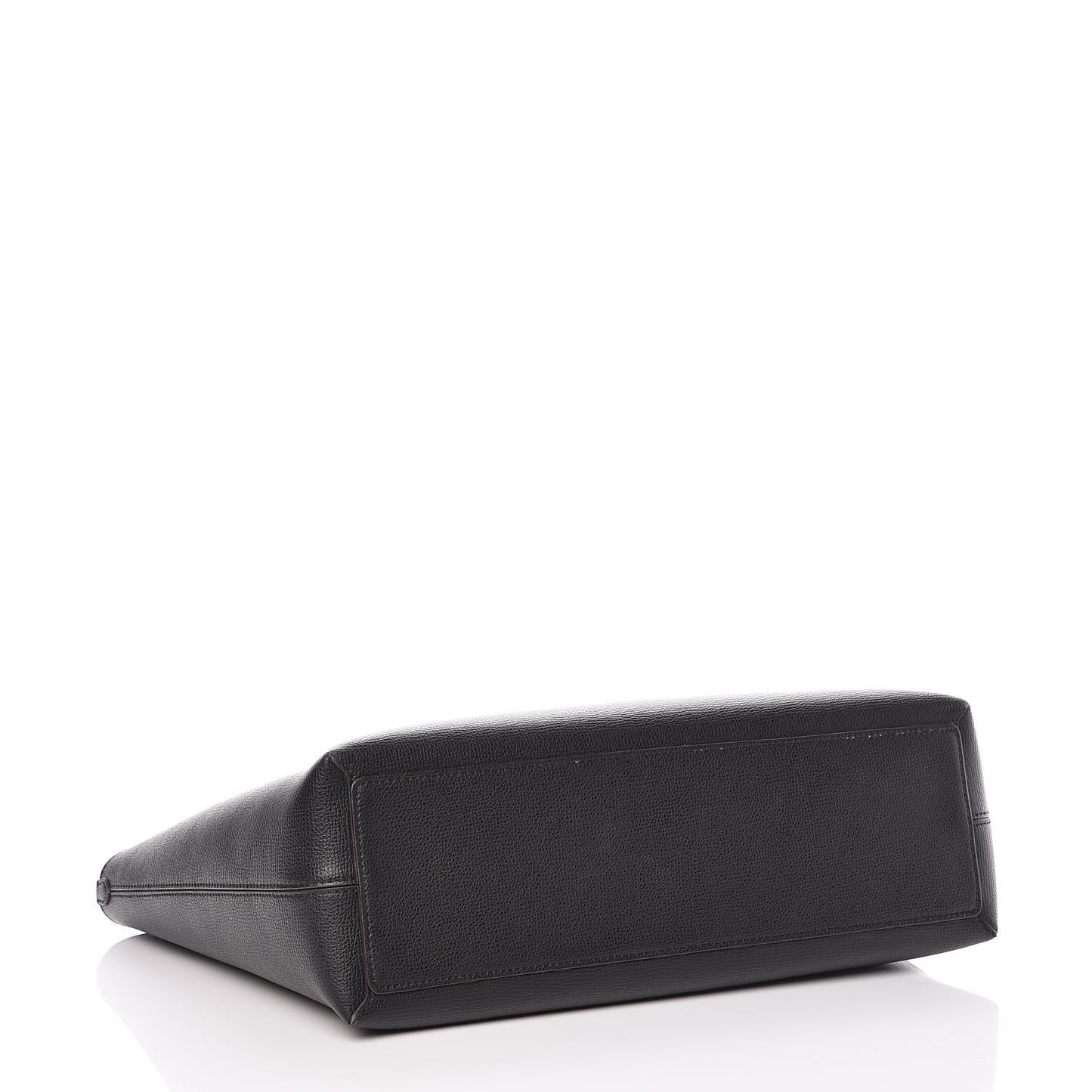 Grainy Calfskin Haymarket Check Medium Reversible Tote Black