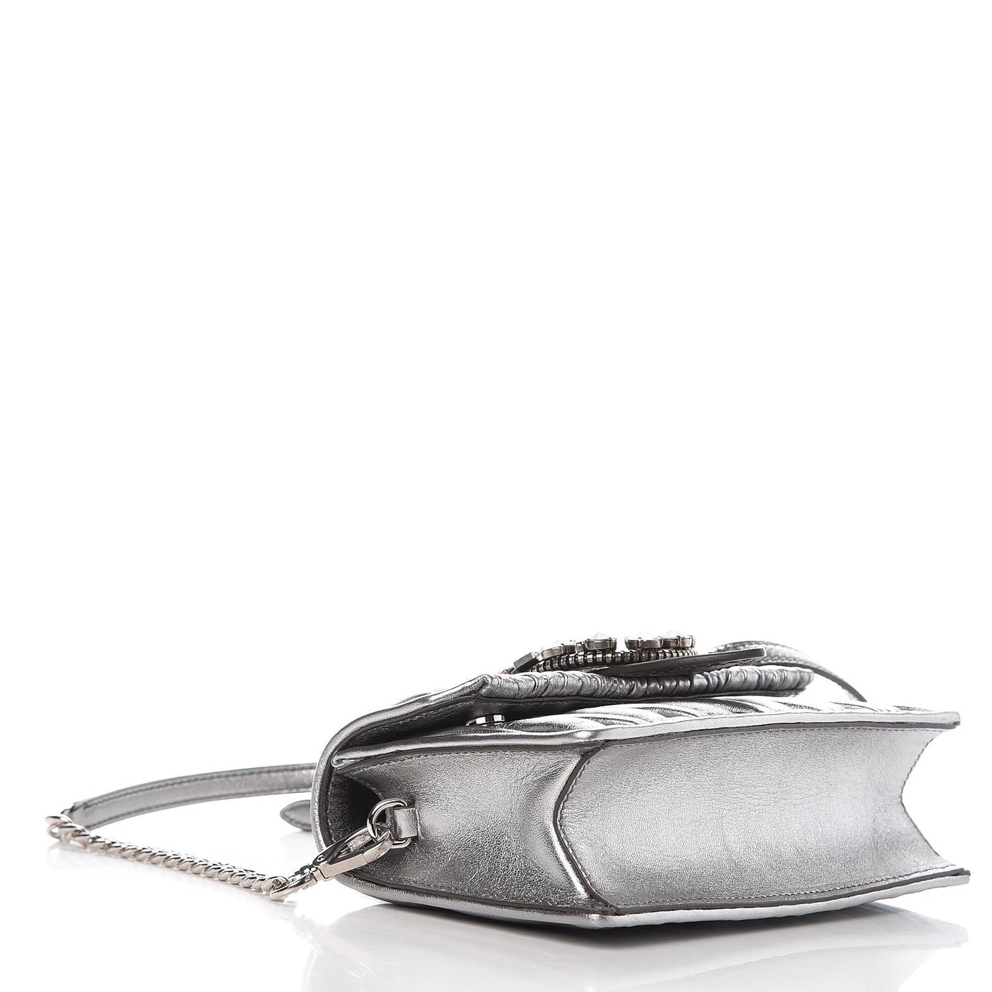 Nappa Matelasse Crystal Embellished Lady Crossbody Cromo
